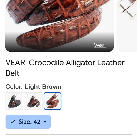 Veari Crocodile Alligator Leather Belt Light Brown - Picture 2 of 12